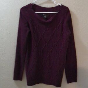 89th & Madison Women’s Medium Knit Sweater Purple Long Sleeve Textured